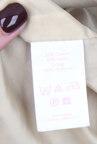 Autonomy Womens Beige Trench Coat Size 10 Classic Mid-Length Cotton Blend