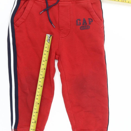 GAP Boys Red Jogger Sweatpants 2 Years Elastic Waist Side Stripe