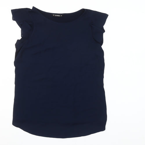 Dunnes Womens Navy Blue Sleeveless Ruffle Blouse Size S