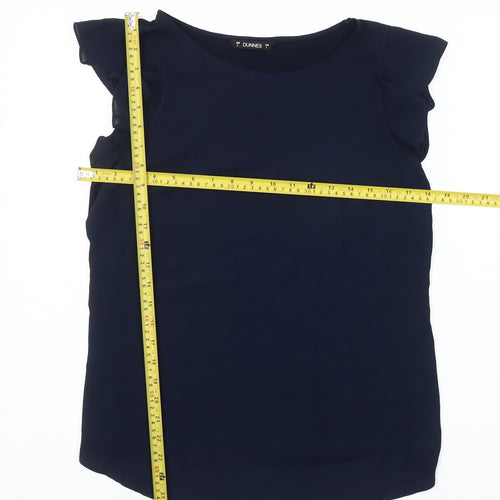 Dunnes Womens Navy Blue Sleeveless Ruffle Blouse Size S