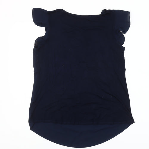 Dunnes Womens Navy Blue Sleeveless Ruffle Blouse Size S
