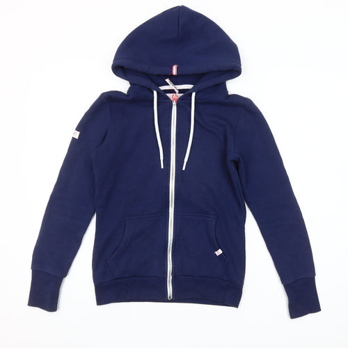 Superdry Women's Navy Full Zip Hoodie UK 8 - Athletic Fit