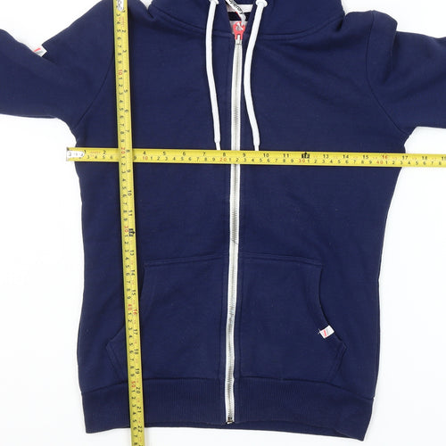 Superdry Women's Navy Full Zip Hoodie UK 8 - Athletic Fit