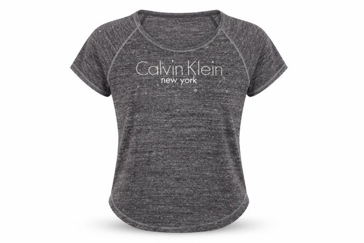 Calvin Klein Women’s Grey Logo Raglan Short Sleeve T-Shirt Size M