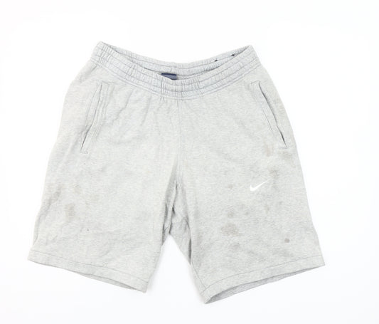 Nike Men's Grey M Sweat Shorts Casual Elastic Waist Logo