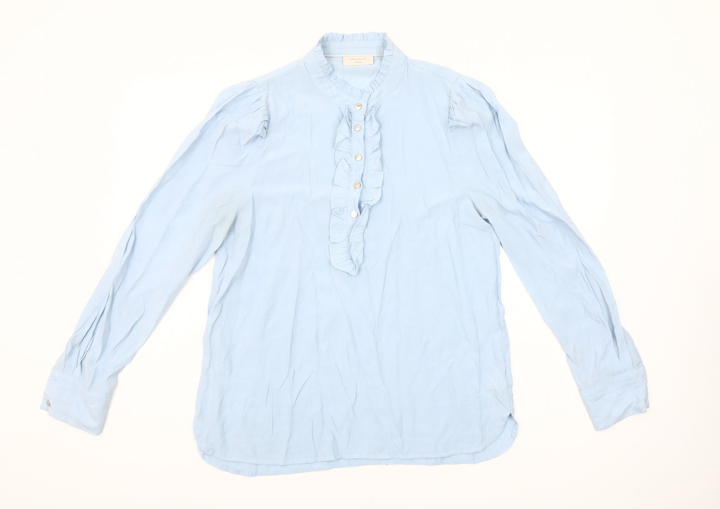 FREE/QUENT Women's Blue Ruffle Front Long Sleeve Blouse Size M
