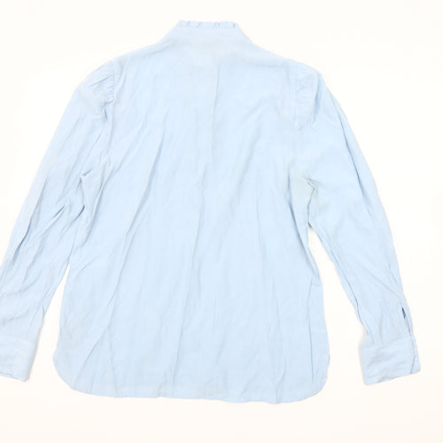 FREE/QUENT Women's Blue Ruffle Front Long Sleeve Blouse Size M
