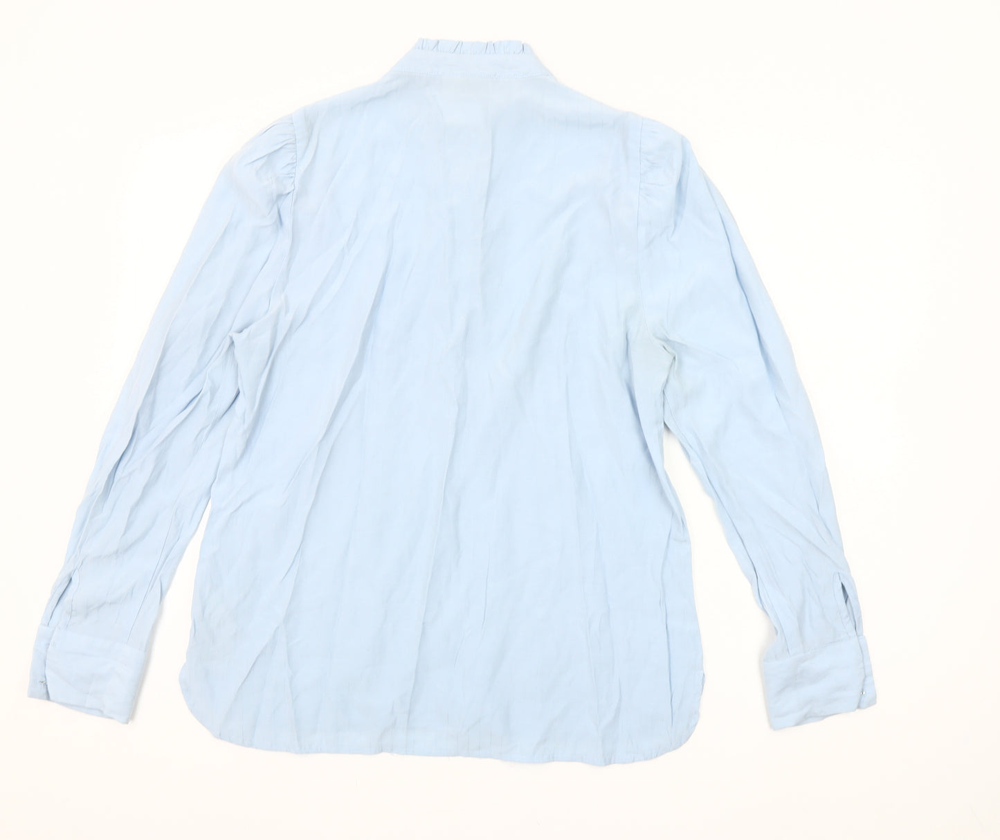 FREE/QUENT Women's Blue Ruffle Front Long Sleeve Blouse Size M