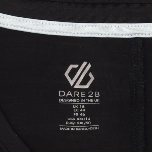 Dare 2B Womens Black Size 18 V-Neck Lightweight Active T-Shirt