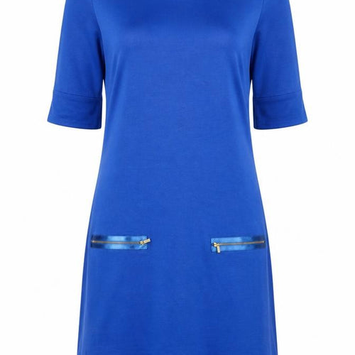 J’aime la Vie Paris Women’s Blue Shift Dress Size 12 Half Sleeve Zip Detail