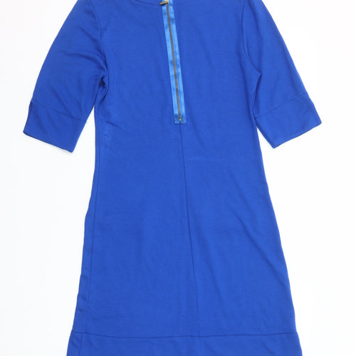 J’aime la Vie Paris Women’s Blue Shift Dress Size 12 Half Sleeve Zip Detail