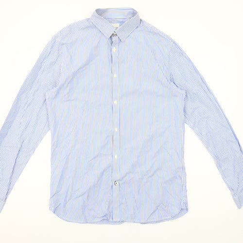 Jack & Jones Premium Men's Blue Striped Button-Up Shirt L