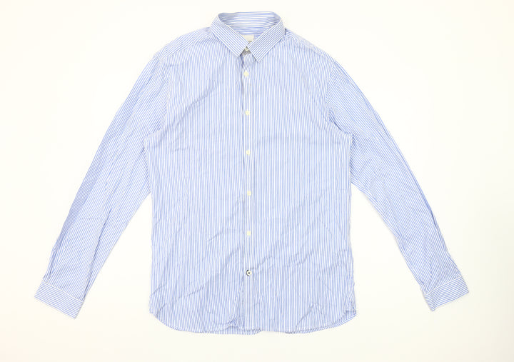 Jack & Jones Premium Men's Blue Striped Button-Up Shirt L