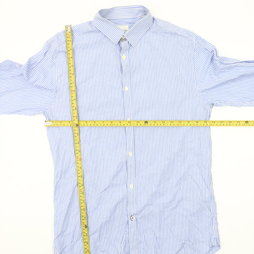 Jack & Jones Premium Men's Blue Striped Button-Up Shirt L