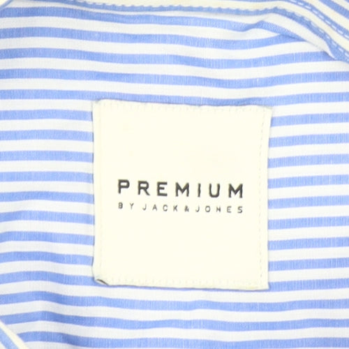 Jack & Jones Premium Men's Blue Striped Button-Up Shirt L