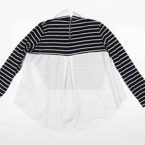 French Connection Women’s Black Striped Collared Blouse Size S