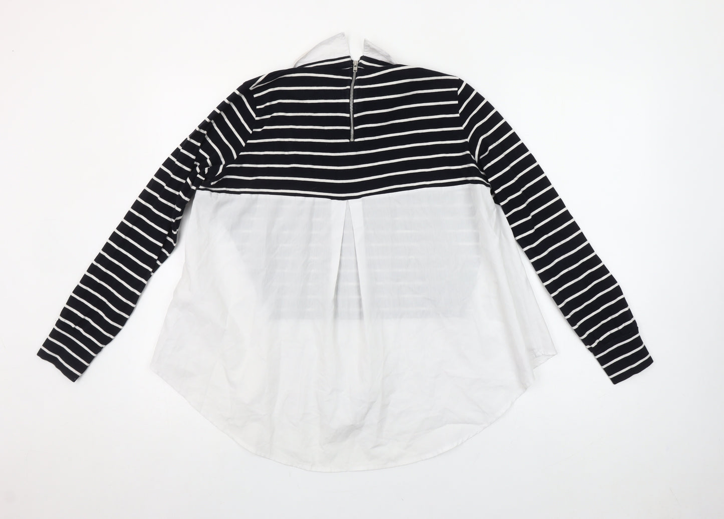 French Connection Women’s Black Striped Collared Blouse Size S