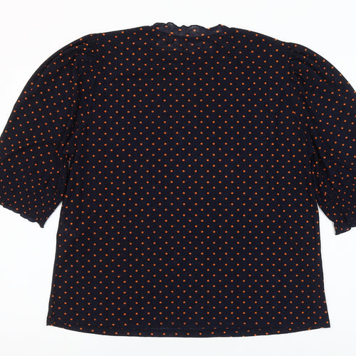 Zara Woman Blue Polka Dot Puff Sleeve Blouse Size S