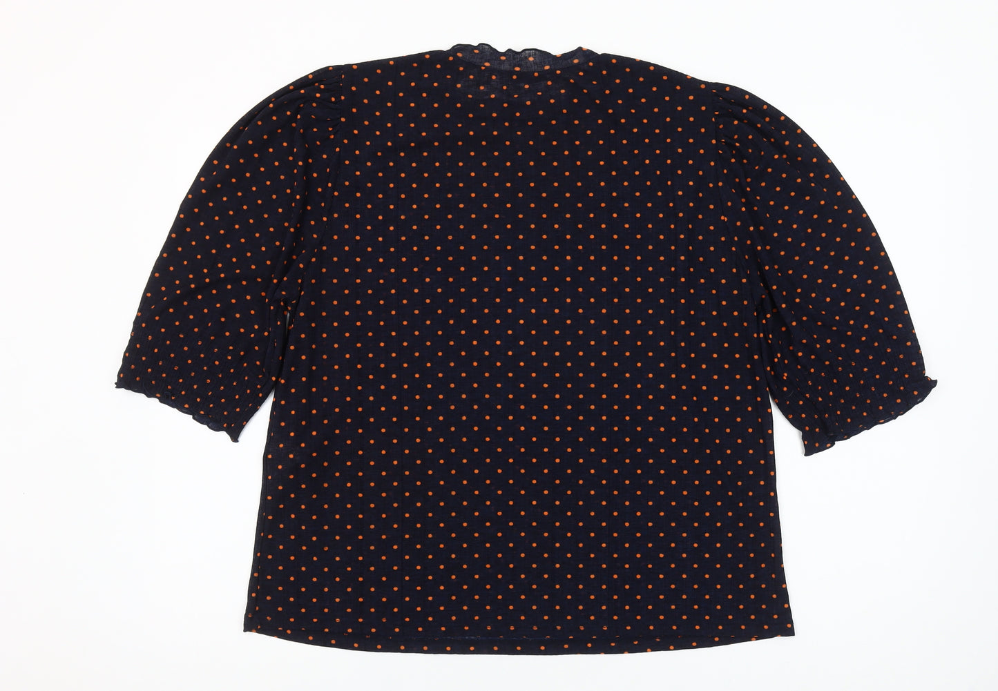 Zara Woman Blue Polka Dot Puff Sleeve Blouse Size S