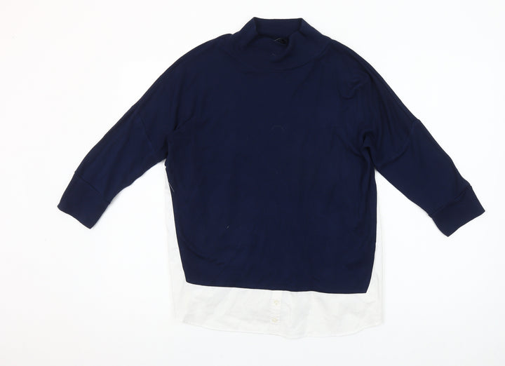 French Connection Women’s Blue White Colourblock Tunic Blouse Size S