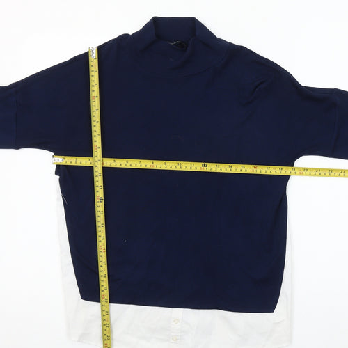 French Connection Women’s Blue White Colourblock Tunic Blouse Size S