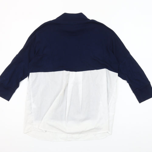 French Connection Women’s Blue White Colourblock Tunic Blouse Size S