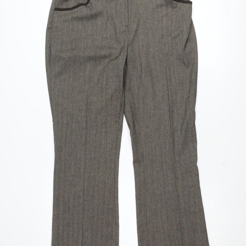 Marks and Spencer Per Una Brown Straight Leg Trousers Women's Size 14 Regular Fit Workwear