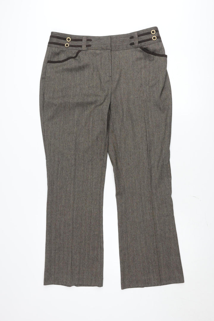 Marks and Spencer Per Una Brown Straight Leg Trousers Women's Size 14 Regular Fit Workwear