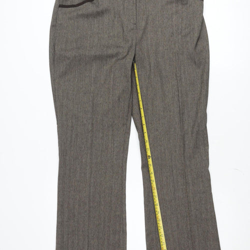 Marks and Spencer Per Una Brown Straight Leg Trousers Women's Size 14 Regular Fit Workwear