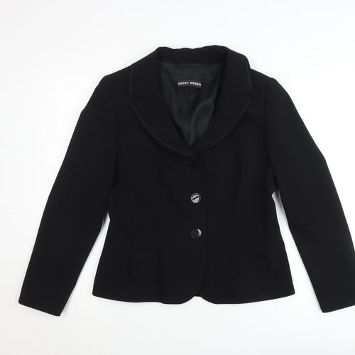 Gerry Weber Women's Black Single-Breasted Blazer Size 12 Classic Fit