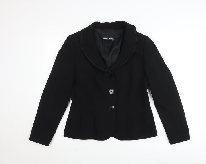 Gerry Weber Women's Black Single-Breasted Blazer Size 12 Classic Fit