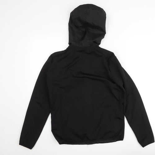 KWD Boys Black Hooded Puffer Jacket S Zip Up Quilted Lined Winter Coat