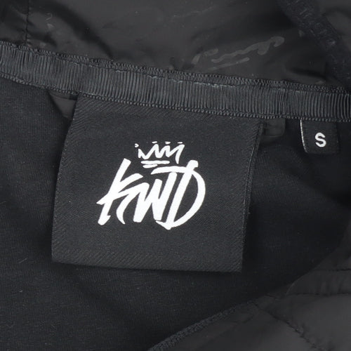 KWD Boys Black Hooded Puffer Jacket S Zip Up Quilted Lined Winter Coat
