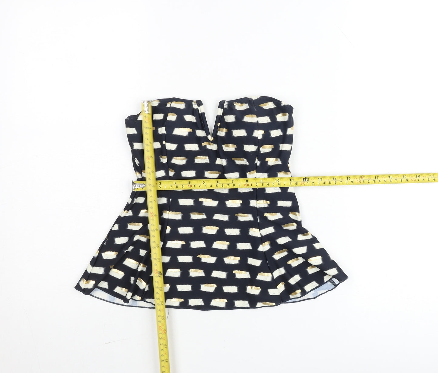 Monsoon Women Blue Geometric Strapless Tankini Top Size 10