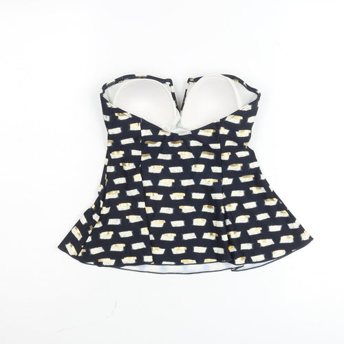 Monsoon Women Blue Geometric Strapless Tankini Top Size 10