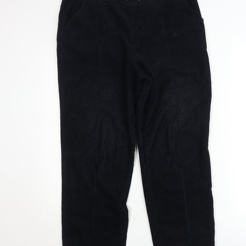 Marks and Spencer Men Black Classic Corduroy Trousers Size L Regular Fit