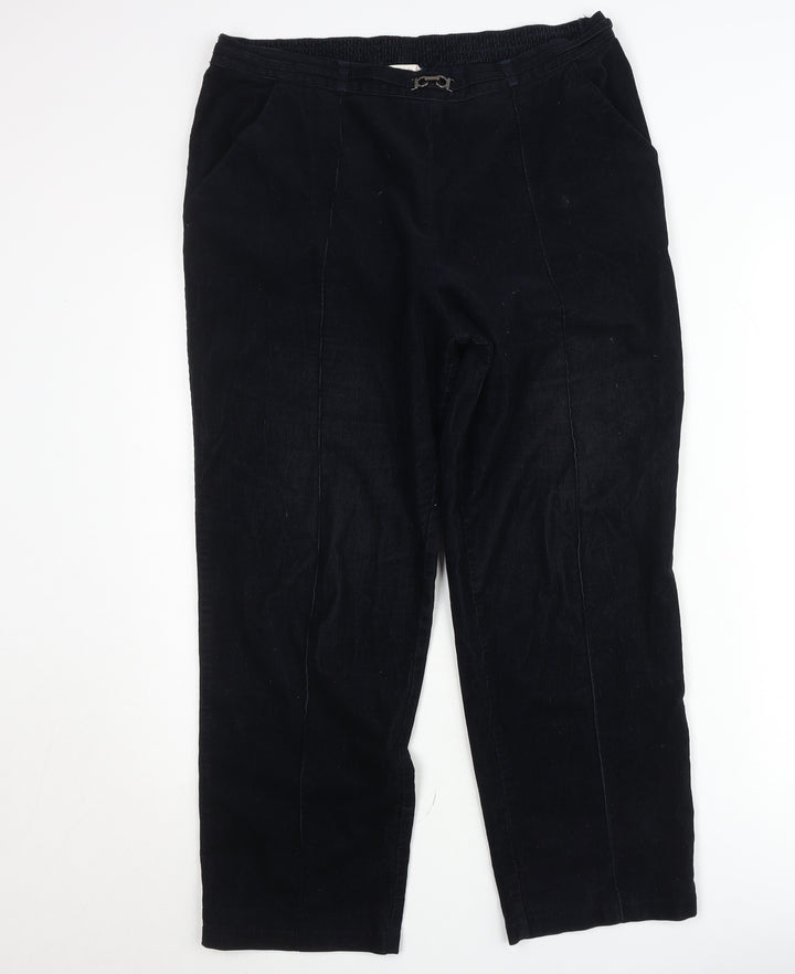 Marks and Spencer Men Black Classic Corduroy Trousers Size L Regular Fit
