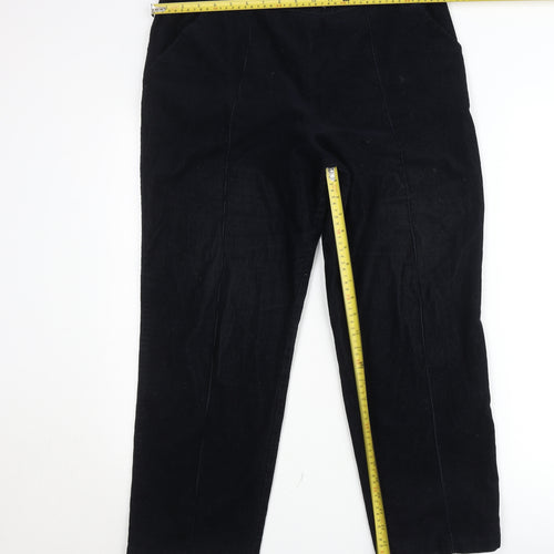 Marks and Spencer Men Black Classic Corduroy Trousers Size L Regular Fit
