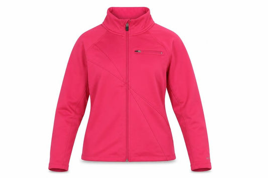 Front view of Champion Women's Pink Softshell Full Zip Track Jacket, size M