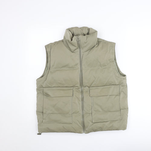 Topshop Women’s Beige Puffer Waistcoat UK 8 with Pockets