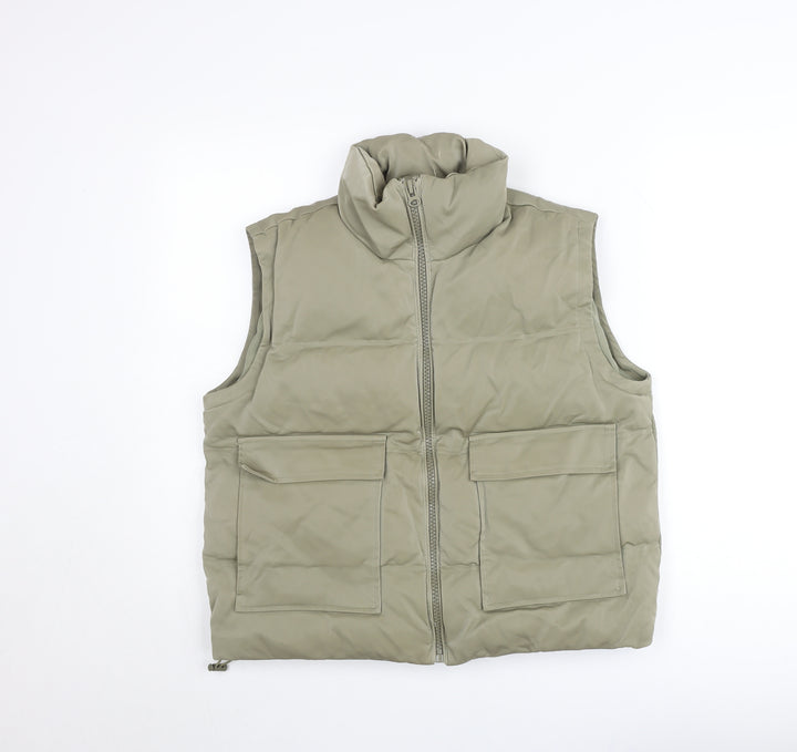 Topshop Women’s Beige Puffer Waistcoat UK 8 with Pockets