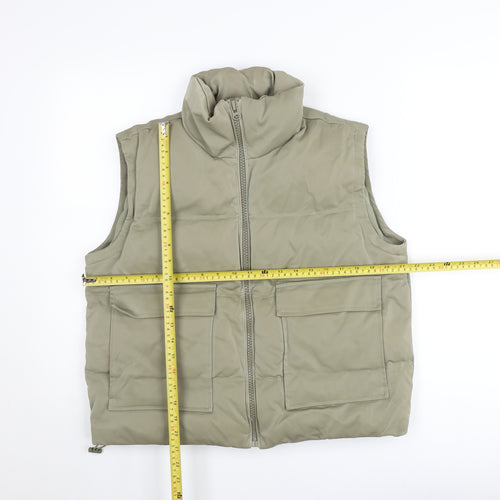 Topshop Women’s Beige Puffer Waistcoat UK 8 with Pockets