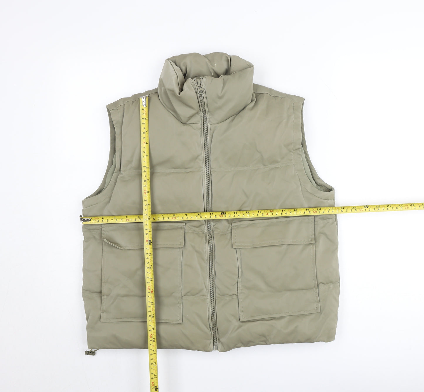 Topshop Women’s Beige Puffer Waistcoat UK 8 with Pockets