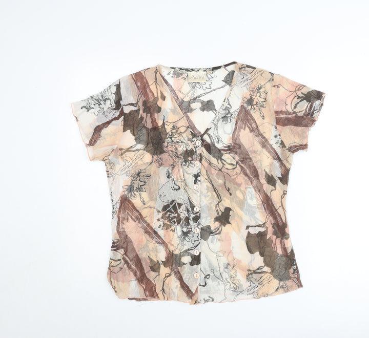 Adini Women's Multicoloured Floral V-Neck Lightweight Blouse M