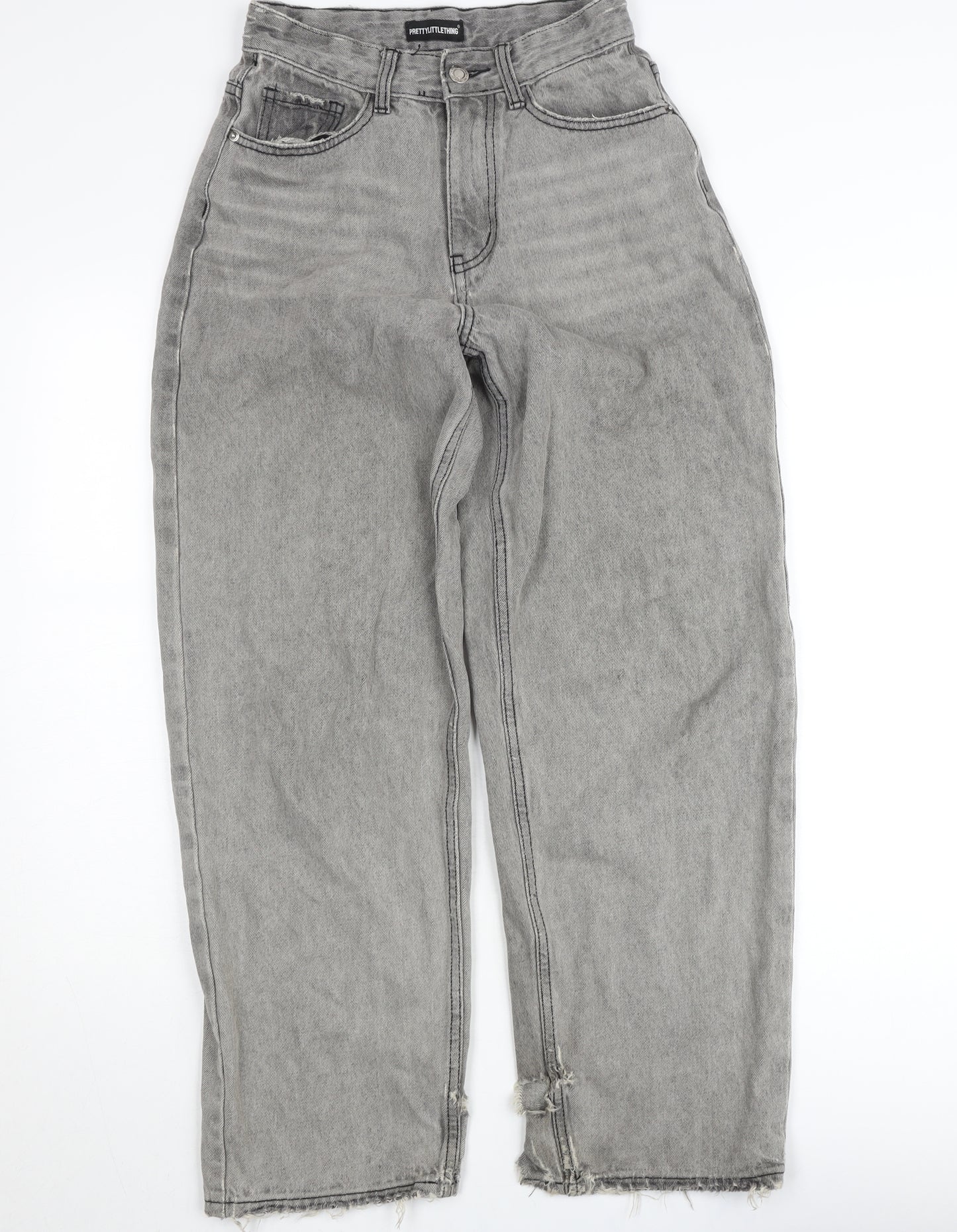 PrettyLittleThing Womens Grey High Rise Mom Jeans Size 4