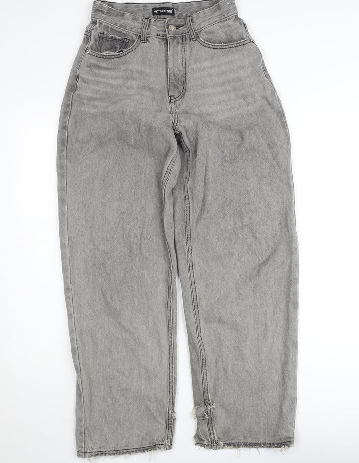 PrettyLittleThing Womens Grey High Rise Mom Jeans Size 4