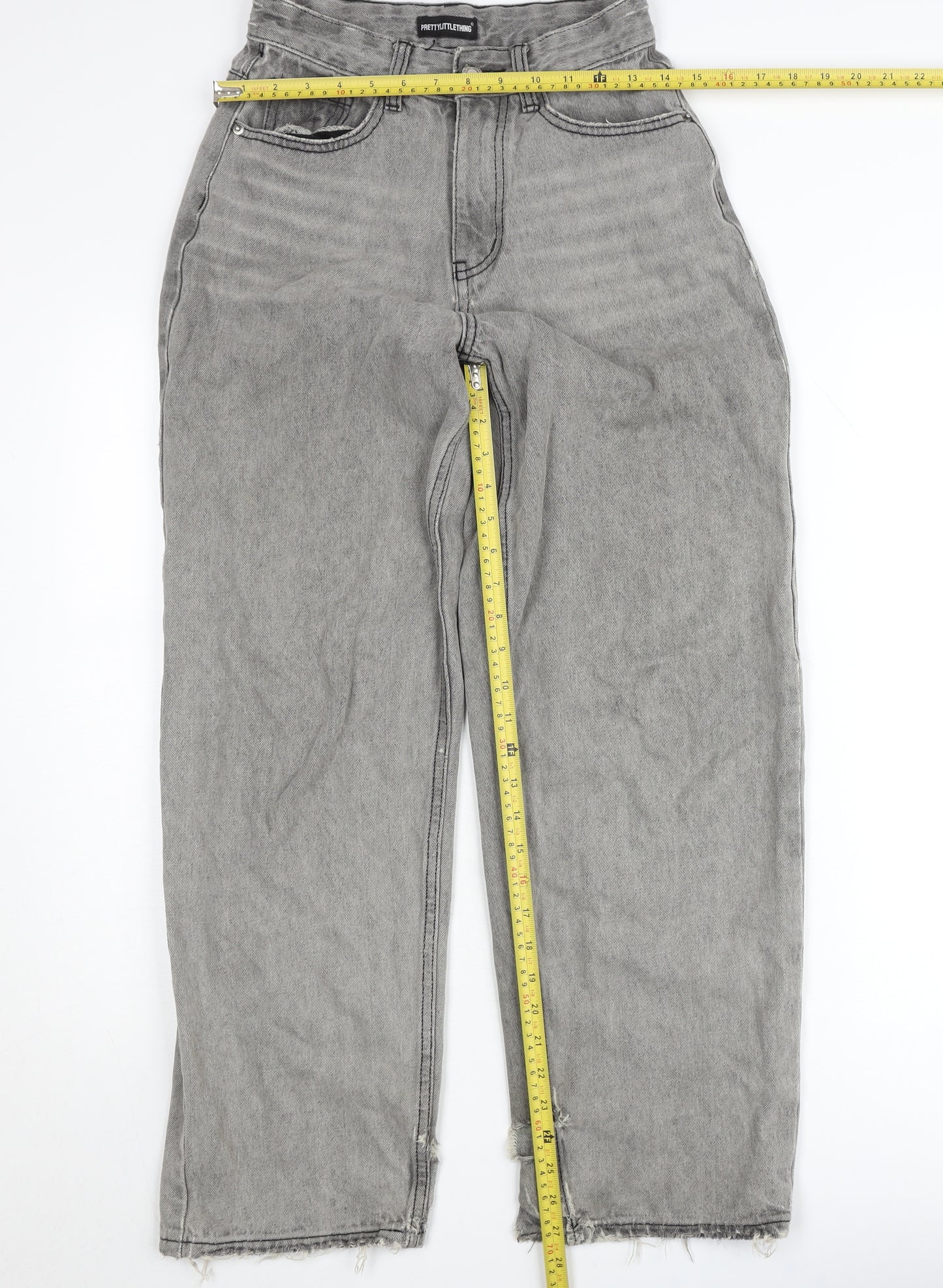 PrettyLittleThing Womens Grey High Rise Mom Jeans Size 4