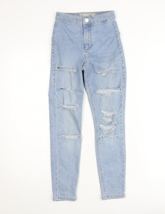 Topshop Girls Blue Joni High Rise Skinny Ripped Jeans Size 6 Years
