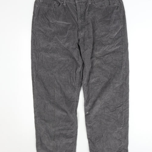 Lands' End Men's Grey Corduroy Trousers Size 36 Traditional Fit