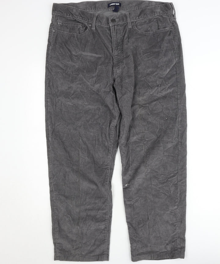 Lands' End Men's Grey Corduroy Trousers Size 36 Traditional Fit